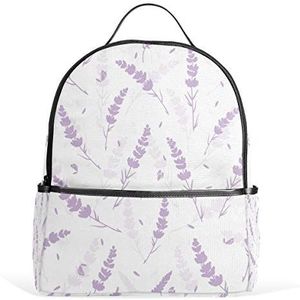 Jeansame Rugzak Schooltas Laptop Reistassen voor Kinderen Jongens Meisjes Vrouwen Mannen Vintage Bloemen Paars Lavendel