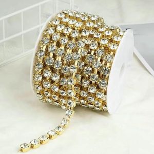 SS28 /SS38 6mm 8mm Sparse Crystal Cup Chain Trim Grote Maat Helder Glas Naai Strass Ketting voor Kleding Accessoires-Goud Kristal-8mm-5yards