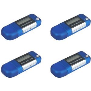 Rheross 4X Mp3-Speler 4GB U Disk-Muziekspeler Ondersteunt Vervangbare AAA-Batterij, Opname (Blauw)