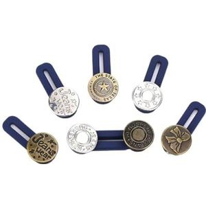 2 stuks metalen knoopverlengers, geschikt for jeans, verstelbare universele verlenging(Silver)