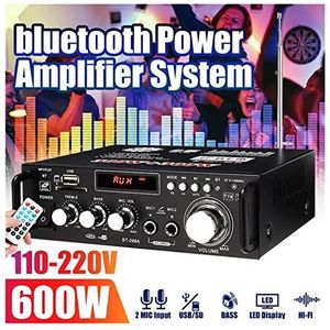 Audioversterker, 600W HIFI-auto-luidsprekers versterker Audio Bluetooth Power versterker LED Toon Karaoke Home Theatre versterker 2-kanaals(110-V)