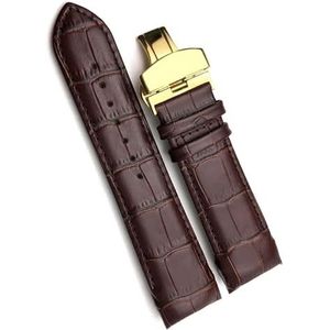 dayeer Gebogen uiteinde koeienhuid lederen horlogeband geschikt voor T035617 horlogeband herenarmbanden met vouwsluiting (Color : Brown Gold, Size : 23mm)