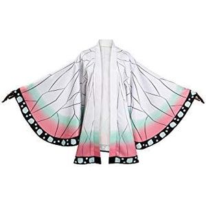 NoryNick Kochou Shinobu Cosplay Kimono Mantel Halloween Kostuum Cape, Kleur: wit, XL