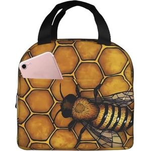 Bee Honeybee Unisex verdikte geïsoleerde lunchtas met voorvak voor werk, reizen, wandelen, picknick