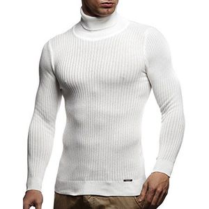 Leif Nelson Coltrui voor heren, gebreide trui, coole herentrui met rolkraag, dunne gebreide herentrui, geschikt voor winter en zomer, ecru, M