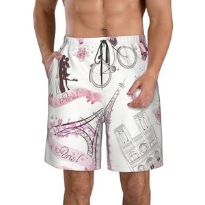 Tropische Ananas Hawaiiaanse Print Heren Zwemmen Board Shorts Zwembroek Trunks Badmode Sneldrogende Surfen Strand Essentiële Zomer, Romantische Parijs Vlinder, M