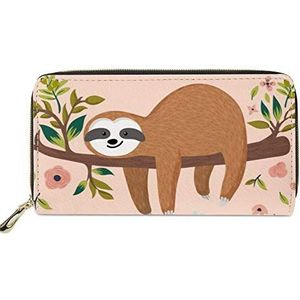SENATIVE Vrouwen Lange Slanke Purse Mode Muti-Card Clutch Bag Pecfect Gift voor Lover, Luiaard Boom (oranje) - 20201027-2