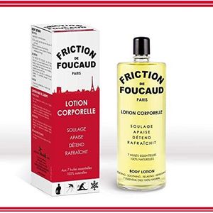 Foucaud - La FRICTION - Body Lotion, verlicht, kalmeert, verfrist, 7 100% natuurlijke etherische olie - Lichaamsolie - Frans merk sinds 1946 - Glazen fles 500ml