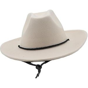 Oshhni Cowboy Hoed Cowgirl Hoeden Verkleden Decoratieve Foto Rekwisieten Brede Rand Hoofddeksels Jazz Hoed Zonnehoed voor Club Viering Bruiloft, beige