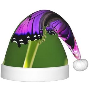 SSIMOO Paarse vlinder heerlijke kinderen pluche kersthoed - vakantie decoratieve hoed voor feesten, feestelijk plezier en meer