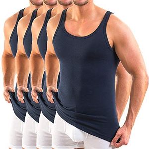 HERMKO 3000 Tanktops voor heren, 100% biologisch katoen, onderhemd in fijne rib, duurzaam en huidvriendelijk, marineblauw, L