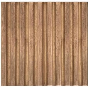 3D-panelen, pvc-kunststof, panelen, wandpanelen, imitatiehout, wand, plafond, 3D-look, hout, lamellen, 3D-platen van pvc, 12 stuks/3m², D167, bruin, 12 stuks