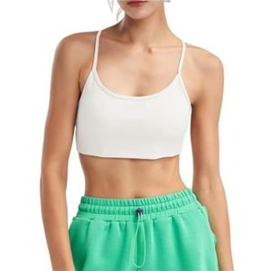 Sportbeha Gymtop Halter Sportbeha For Dames, Spaghettibandjes, Gekruiste Rug, Verwijderbare Gewatteerde Fitness-yoga-bh Outfits Fitness(White,XL)