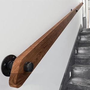 Houten leuningen voor trappen, antislip trapleuning met beugels, tegen de muur voor ouderen en kinderen, veiligheidsbeugelset, voor interieur gang, villagebouw loft (A,420 cm/13,7 ft/420 cm)