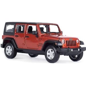 Legering Speelgoedauto Voor Jeep Wrangler 2015 1:24 Onbeperkt Terreinwagen Statische Simulatie Diecast Legering Model Auto (Color : Orange)