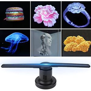 Holografische projector, led 3D, draagbare holografische schijf van de wifi-hologram-speler 3D, die foto's 3D en video's met 16 GB TF-kaart annonceert (EU-stekker)