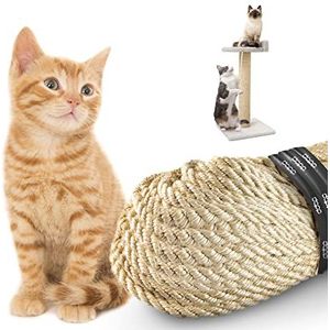 DQ-PP Sisal touw, 150 m, 6 mm dik, natuurlijk sisal touw voor krabpaal en kattenboom, krabtouw voor doe-het-zelf kattenonderdelen