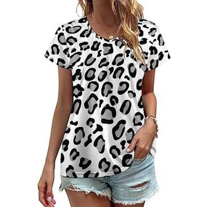 Luipaardprint Dames V-hals T-shirts Leuke Grafische Korte Mouw Casual Tee Tops XL