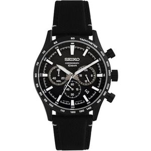 Seiko Mannen Analoge Quartz Horloge Met Nylon Band SSB417P1, Zwart, riem