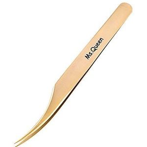 Ms.Queen Pincet voor wimperverlenging, precisie-pincet voor 2D-6D volume en individuele valse wimpers, extensions met PU-opbergdoos, goudkleurig (dolfijn pincet/M003-3)