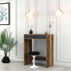 Dmora Console Solstice, multifunctionele tafel, bijzettafel, bureau, 70 x 85 x 40 cm, walnoot en antraciet