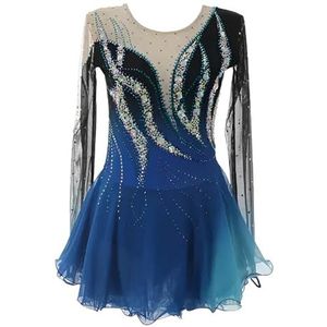 Kunstschaatsjurken For Meisjes, Dames Schaatsjurk Met Kleurverloop For Wedstrijden, Flexibele Dansoutfits(4XL)