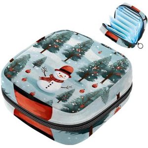 MUOOUM Kerst Sneeuwpop Patroon Maandverband Opbergtas Draagbare Menstruatie Tas Voor Vrouwen Tiener Meisjes Menstruatie Cup Pouch Nursing Pad Houder