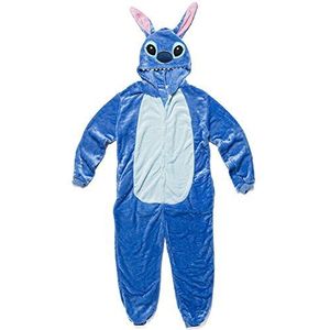 Lilo en Stitch kostuum voor volwassenen, jongeren, blauw, maat L, Kigurumi, onesie, eendelig, mannen, vrouwen, dames en heren