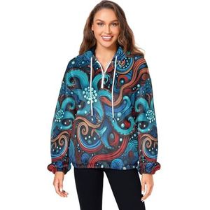 KAAVIYO Donkere octopus abstracte blauwe pluizige jas pullover hoodie capuchon zakken donzig fleece sweatshirt ronde hals truien hoodies voor meisjes vrouwen, Patroon, L