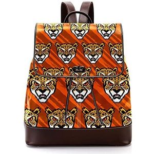 Gepersonaliseerde casual dagrugzak tas voor tiener oranje strepen cheetah schooltassen boekentassen, Meerkleurig, 27x12.3x32cm, Rugzak Rugzakken