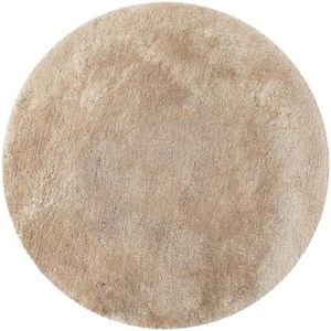 Homie Living Porto Azzurro Badmat, knuffelige pluizige zachte pool, antislip en wasbaar, 90 cm rond, taupe