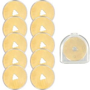 SKS-7 Steel Titanium Coating Golden Color Rotary Cutter Blades 28mm 10 Pack for Quilting Scrapbooking Sewing Arts Crafts Farbric Paper Cutting Tool
