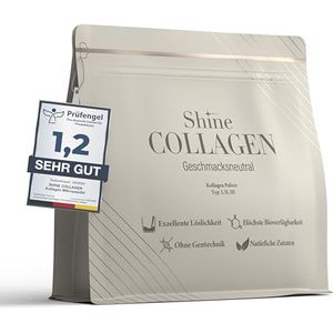 Shine Collagen Poeder 500g - 100% collageen peptide, premium hydrolysaat type 1, 2 en 3, halal, perfecte oplosbaarheid, smaakneutraal
