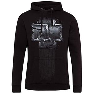 Rammstein Heren capuchontrui Broken Logo Officiële Band Merchandise Fan Hoodie Zwart met veelkleurige voorkant en Back Print, zwart, XL