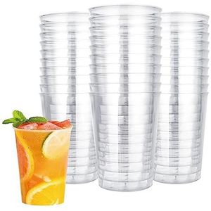 120 stuks plastic bekers, stapelbare vaatwasmachinebestendige kunststof bekers, transparante partybekers, onbreekbaar, herbruikbare wegwerpbekers voor cocktailglazen, dranken, feesten, bruiloften, verjaardagen