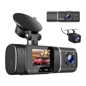 Dash Cam Dash Cam Voor Auto Camera 1080P Hd Gps Dashcam 24H Parking Monitor Dvr Para Coche Voor En Achter 3 Dvr Mini Video Registrator Dashcam(Black1,32G)
