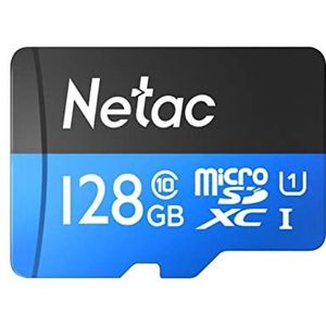 NETAC P500 128GB UHS-1 U1 MICRO SDHC-KAART + SD-ADAPTOR, 80MB/S