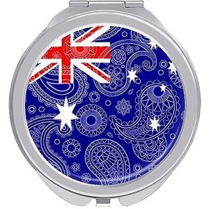 Australië Paisley Vlag Compact Kleine Reizen Make-up Spiegel Draagbare Dubbelzijdige Pocket Spiegels voor Handtas Purse