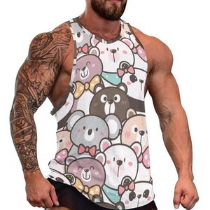 Bear Panda And Koala heren tanktop grafische mouwloze bodybuilding T-shirts casual strand T-shirt grappig gym spier