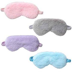 4 Pcs Plush Eye Mask Soft Fluffy Plush Eye Mask Sleep Mask Adjustable for Kids Adult Women
