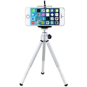 Profusion Circle Mini 360° Draaibare Stand Statief Bevestiging + Telefoonhouder Voor iPhone Samsung HTC, ZILVER