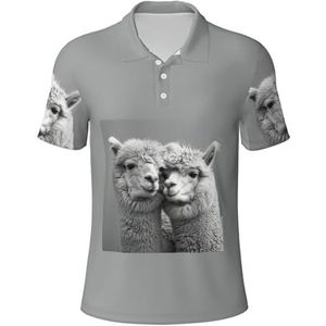 PPHGUT I Love Alpacas Print Mannen Korte Mouw Comfort Polo Shirts Casual Dagelijks Outdoor Vakanties Sport Reizen, Zwart, S