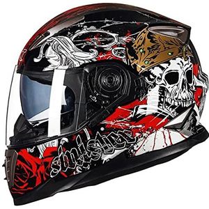 Motorhelm, Anti-condenshelm met dubbel vizier, DOT/ECE-goedgekeurd for volwassen mannen en vrouwen, helder H,M(B,XL(5860 cm))