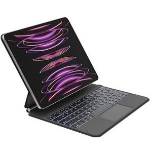 Belkin Pro iPad toetsenbordhoes met magnetische standaard, Bluetooth-toetsenbord met achtergrondverlichting, multi-gebarenbediening, Apple Pencil lederen opslag, QWERTY, multimediatoetsen voor iPad M4
