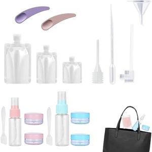 Set de Travel Essentials (18pcs) ,Transparante Navulbare Lege Knijpvloeistof Verpakkingszakken Reisflessen,Pipetteer Gereedschap voor Shampoo Bodywash