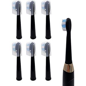 6-Pack vervangende tandenborstelkoppen voor Fairywill FW507/FW508/FW917/FW909/FW949/FW958/FW507B/FW908/FW610/FW659/FW719/FW910/KIPOZI/Dnsly/Sboly Sonic elektrische tandenborstel (zwart)