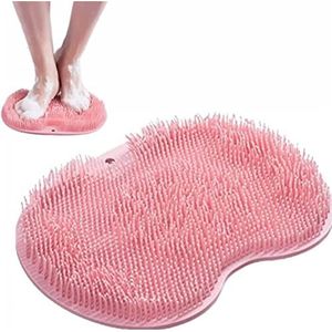 ZXTING Douche voet en rug scrubber, massagemat, grote scrubber met antislip zuignappen verbetert de bloedsomloop (Color : Roze)
