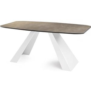 WFL GROUP Eettafel Monte wit in moderne stijl, rechthoekige tafel, uittrekbaar van 180 cm tot 220 cm, gepoedercoate witte metalen poten, 180 x 90 cm (Chicago beton grijs, 160 x 80 cm)