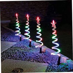Christmas Spiral Tree Ornaments LED Solar String Lamps Fiber Optic Fairy Lights Waterproof Solar Garden String Lights for Outdoor Decoration Christmas Trees