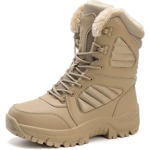 NihaoWXM Sneeuwlaarzen Winter Boot High-Top Waterdichte Enkellaarsjes Dikke Plus Warme Grote Maat Sneeuw Wandellaarzen Outdoor Katoenen Schoenen Sneakers, Bruin, 42 EU